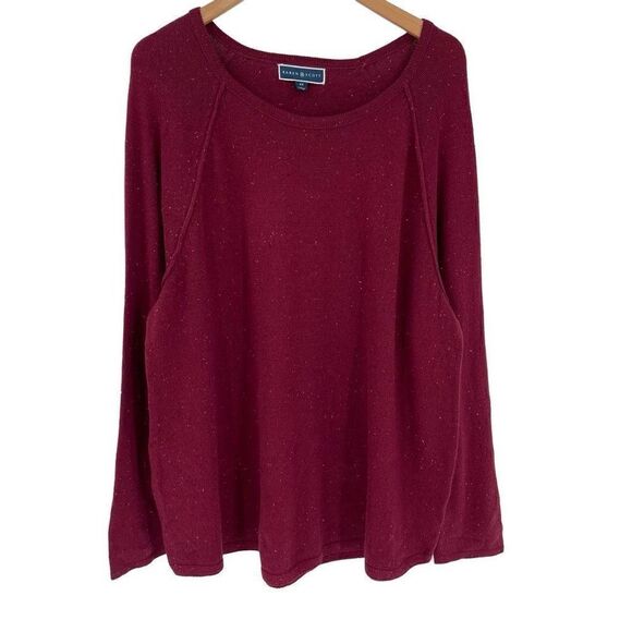 Karen Scott Curved Hem Sweater Long Sleeve Relaxed Plus Women 2X Merlot - Picture 1 of 7